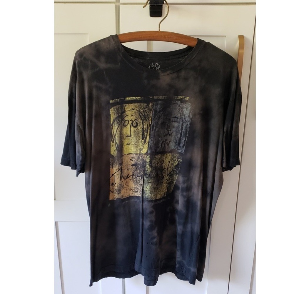 John Lennon Shirt Mens XL Black Tie Dye Art Designs Graphic Grunge Tee Shirt